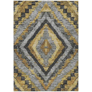 HomeRoots 8' X 10' Gold and Gray Aztec Area Rug - Stylish, Durable, Washable Design for Indoor & Outdoor Use 624752