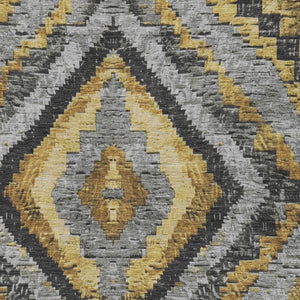 HomeRoots 9' X 12' Gold and Gray Aztec Area Rug - Durable, Washable Design Perfect for Indoor and Outdoor Use 624753