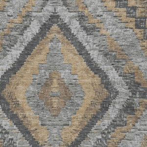 HomeRoots 5' Khaki & Gray Aztec Indoor Outdoor Area Rug – Durable, Washable, Stylish for High-Traffic Spaces 624756