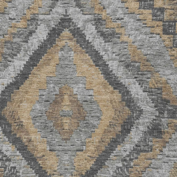 HomeRoots 5' Khaki & Gray Aztec Indoor Outdoor Area Rug – Durable, Washable, Stylish for High-Traffic Spaces 624756