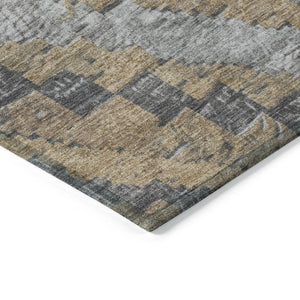 HomeRoots 8' Khaki and Gray Round Aztec Indoor Outdoor Area Rug - Durable, Washable, Stylish for Any Space! 624757
