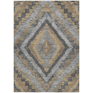 HomeRoots 8' X 10' Khaki & Gray Aztec Rug - Washable Indoor/Outdoor Area Rug for Versatile Home Decor & Comfort 624758