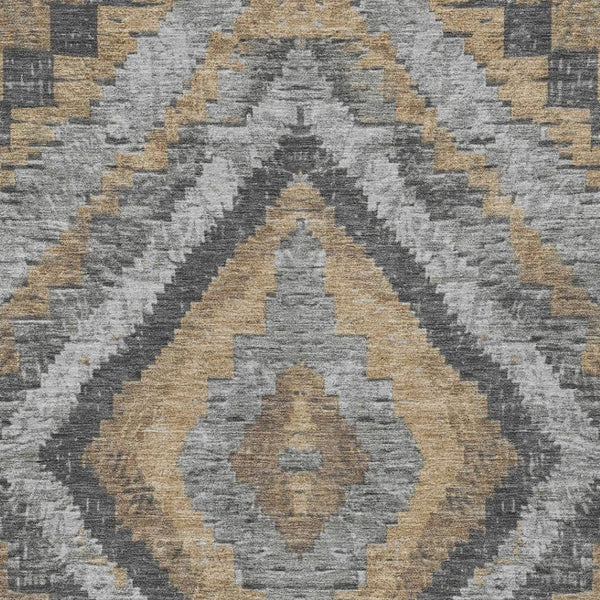 HomeRoots 8' X 10' Khaki & Gray Aztec Rug - Washable Indoor/Outdoor Area Rug for Versatile Home Decor & Comfort 624758