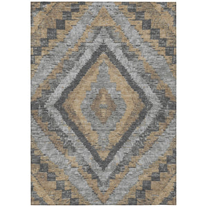HomeRoots 9' X 12' Khaki & Gray Aztec Washable Area Rug - Durable, Stylish Indoor/Outdoor Decor for Any Space 624759
