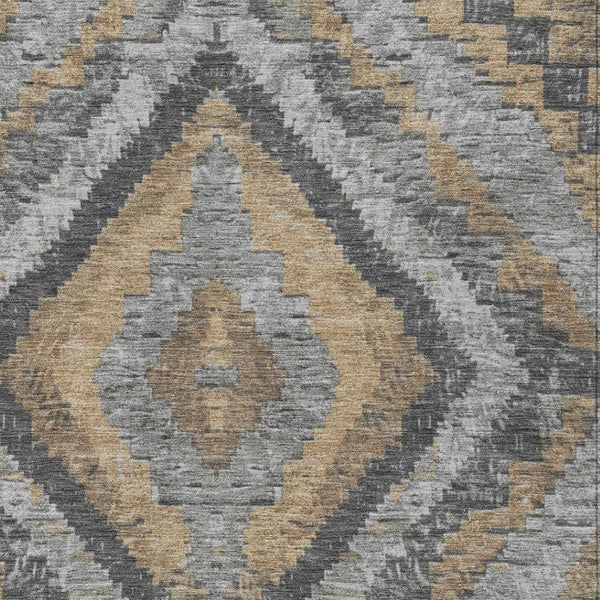 HomeRoots 9' X 12' Khaki & Gray Aztec Washable Area Rug - Durable, Stylish Indoor/Outdoor Decor for Any Space 624759