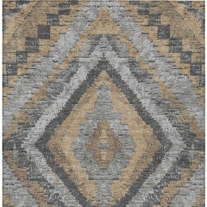HomeRoots 10' Khaki & Gray Aztec Washable Area Rug – Durable, Stylish Indoor/Outdoor Accent for High-Traffic Spaces 624760