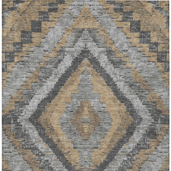 HomeRoots 10' Khaki & Gray Aztec Washable Area Rug – Durable, Stylish Indoor/Outdoor Accent for High-Traffic Spaces 624760