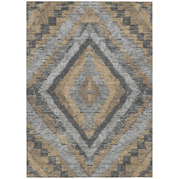 HomeRoots 10' Khaki & Gray Aztec Washable Area Rug – Durable, Stylish Indoor/Outdoor Accent for High-Traffic Spaces 624760