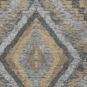 HomeRoots 10' Khaki & Gray Aztec Washable Area Rug – Durable, Stylish Indoor/Outdoor Accent for High-Traffic Spaces 624760