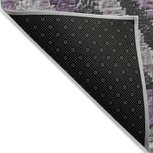 HomeRoots 8' Modern Round Aztec Area Rug in Lavender and Gray - Stylish, Washable for Indoor & Outdoor Use! 624763