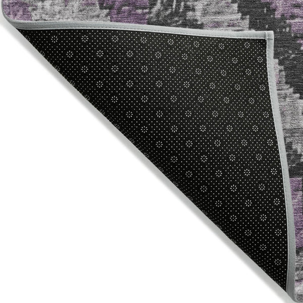 HomeRoots 8' Modern Round Aztec Area Rug in Lavender and Gray - Stylish, Washable for Indoor & Outdoor Use! 624763