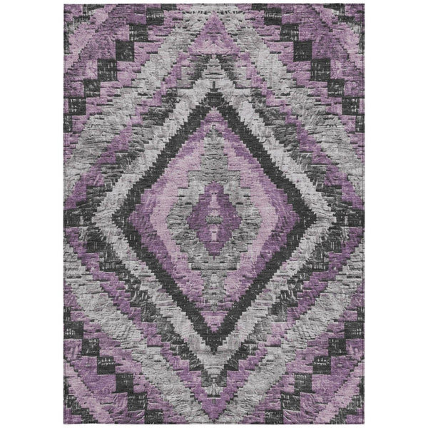 HomeRoots 8' X 10' Stylish Lavender & Gray Aztec Area Rug - Washable, Durable, Perfect for Indoor & Outdoor Use 624764