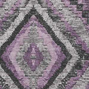 HomeRoots 8' X 10' Stylish Lavender & Gray Aztec Area Rug - Washable, Durable, Perfect for Indoor & Outdoor Use 624764