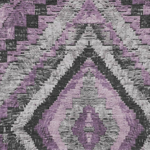 HomeRoots 8' X 10' Stylish Lavender & Gray Aztec Area Rug - Washable, Durable, Perfect for Indoor & Outdoor Use 624764