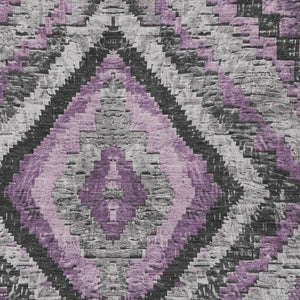 HomeRoots 9' X 12' Stylish Lavender & Gray Aztec Washable Area Rug for Indoor/Outdoor High-Traffic Spaces 624765