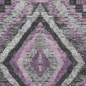 HomeRoots 9' X 12' Stylish Lavender & Gray Aztec Washable Area Rug for Indoor/Outdoor High-Traffic Spaces 624765