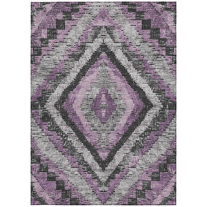 HomeRoots 9' X 12' Stylish Lavender & Gray Aztec Washable Area Rug for Indoor/Outdoor High-Traffic Spaces 624765