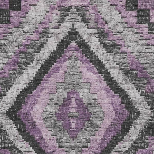 HomeRoots 10' X 14' Stylish Lavender & Gray Aztec Washable Area Rug – Perfect for Indoor & Outdoor Spaces! 624766