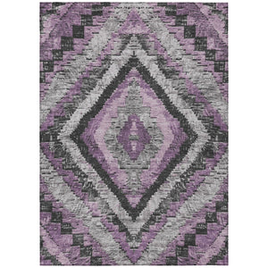 HomeRoots 10' X 14' Stylish Lavender & Gray Aztec Washable Area Rug – Perfect for Indoor & Outdoor Spaces! 624766