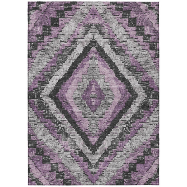 HomeRoots 10' X 14' Stylish Lavender & Gray Aztec Washable Area Rug – Perfect for Indoor & Outdoor Spaces! 624766