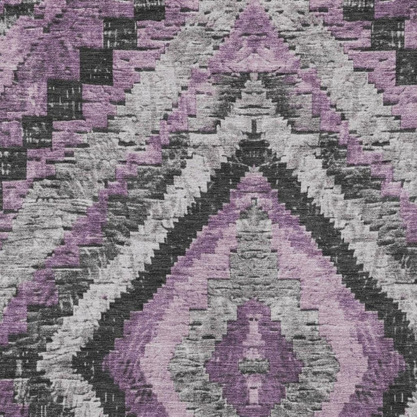 HomeRoots 10' X 14' Stylish Lavender & Gray Aztec Washable Area Rug – Perfect for Indoor & Outdoor Spaces! 624766