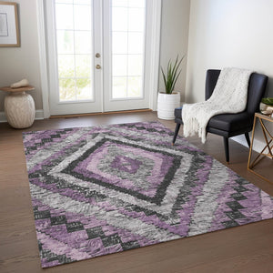 HomeRoots 10' X 14' Stylish Lavender & Gray Aztec Washable Area Rug – Perfect for Indoor & Outdoor Spaces! 624766