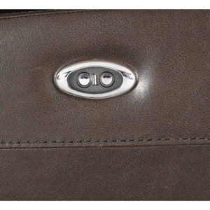 English Elm Leather-Gel Power Motion Recliner in Rich Brown Upholstery with Pillow-Top Arms, Tufted Back, Pocket Coil Seats —Comfortable Durable Style B016P317037