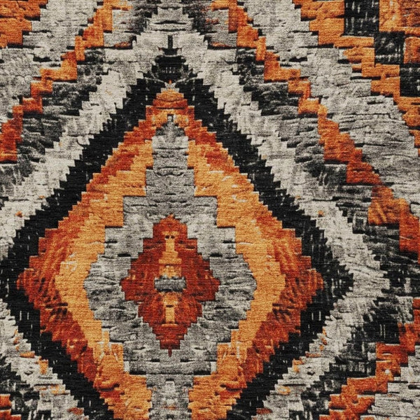 HomeRoots 5' X 8' Aztec-Inspired Terra Cotta and Gray Area Rug – Washable, Durable, Indoor/Outdoor Style! 624780