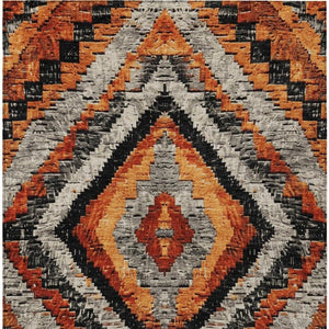 HomeRoots 5' X 8' Aztec-Inspired Terra Cotta and Gray Area Rug – Washable, Durable, Indoor/Outdoor Style! 624780