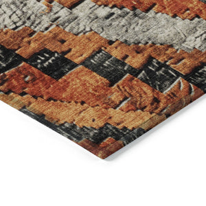 HomeRoots 5' X 8' Aztec-Inspired Terra Cotta and Gray Area Rug – Washable, Durable, Indoor/Outdoor Style! 624780