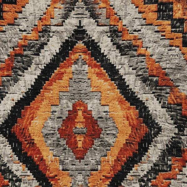 HomeRoots 10' Stylish Terra Cotta & Gray Aztec Washable Area Rug - Perfect for Indoor/Outdoor Spaces! 624784