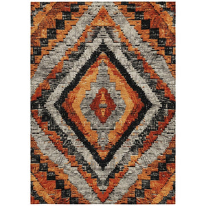 HomeRoots 10' Stylish Terra Cotta & Gray Aztec Washable Area Rug - Perfect for Indoor/Outdoor Spaces! 624784