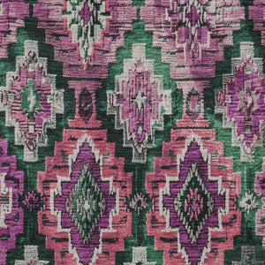 HomeRoots 5' X 8' Blush and Green Aztec Indoor-Outdoor Rug - Stylish, Washable, Stain-Resistant & Versatile Decor! 624786