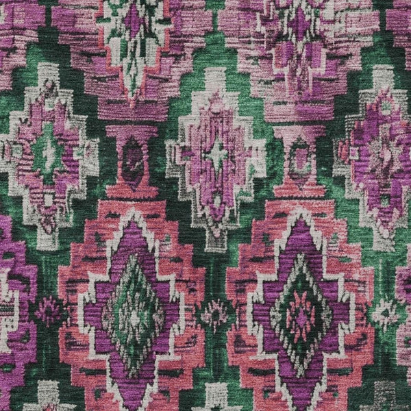 HomeRoots 5' X 8' Blush and Green Aztec Indoor-Outdoor Rug - Stylish, Washable, Stain-Resistant & Versatile Decor! 624786