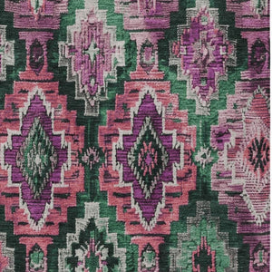 HomeRoots 9' X 12' Blush and Green Aztec Indoor Outdoor Area Rug - Durable, Washable, Stylish for High-Traffic Spaces 624789