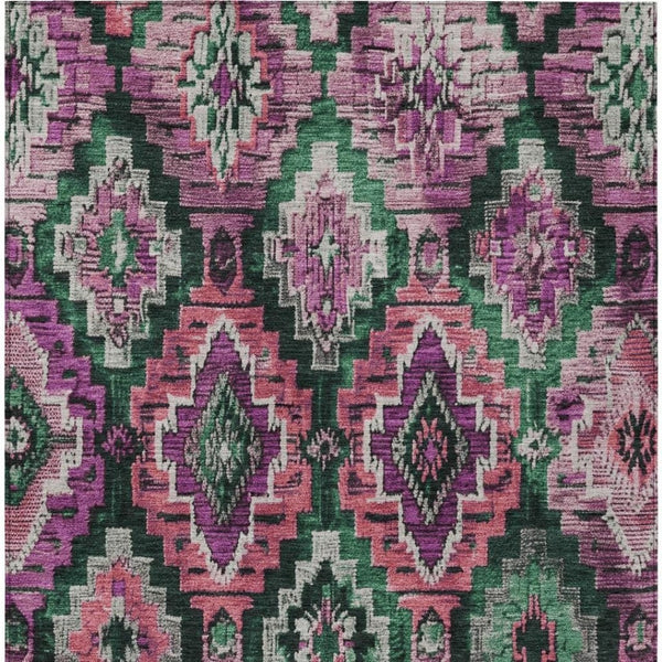 HomeRoots 9' X 12' Blush and Green Aztec Indoor Outdoor Area Rug - Durable, Washable, Stylish for High-Traffic Spaces 624789