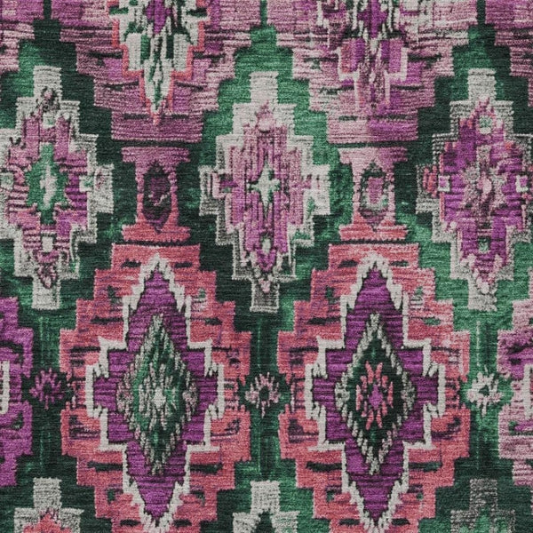HomeRoots 10' Aztec Washable Indoor Outdoor Area Rug in Blush & Green - Durable, Stylish & Easy Care! 624790