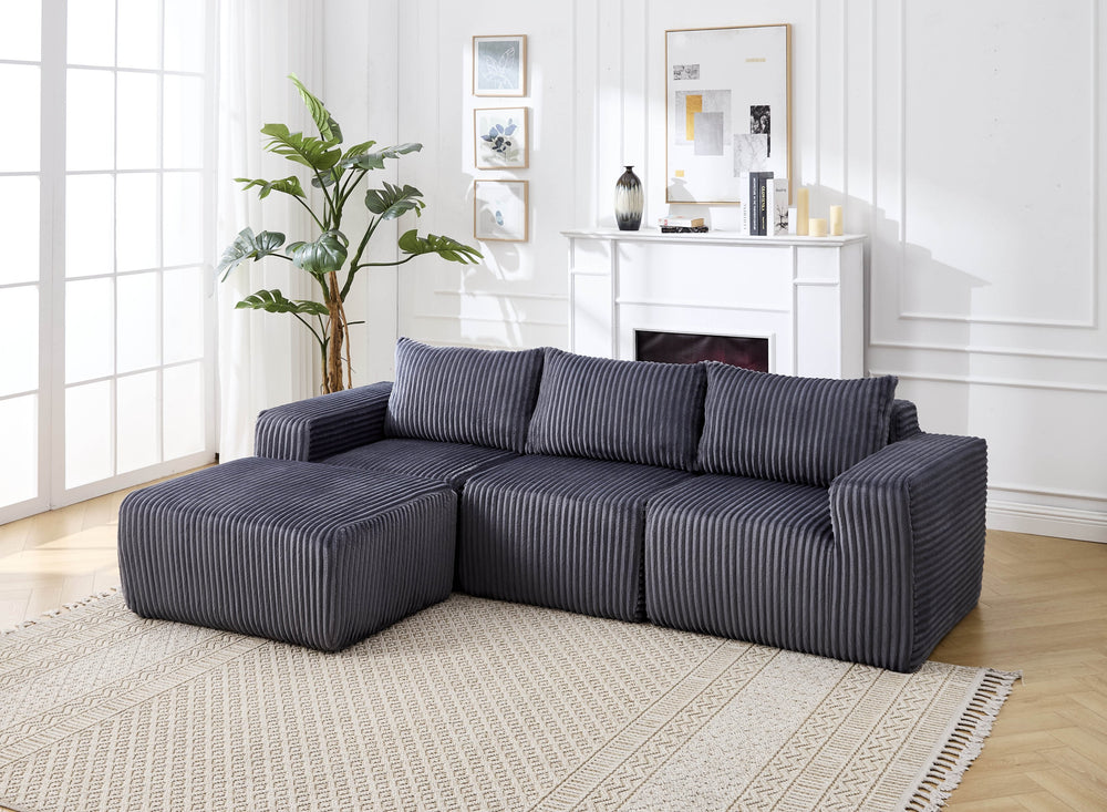 English Elm Modern Minimalist Modular Sectional Sofa - Versatile L-Shape Cloud Couch With Plush Comfort & Style W2959S00002