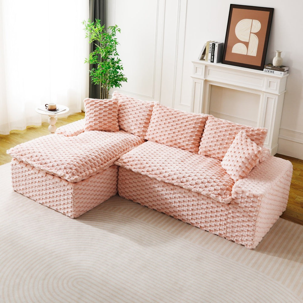 English Elm Pink Turtle Velvet Sofa: Convertible Chaise Lounge For Cozy Living, Seats 3 With Plush Comfort! W3371S00029-GIGA