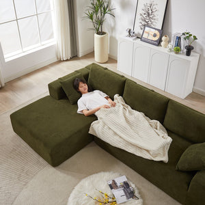 English Elm Modern Chenille Sectional Sofa Set, 108" L Shaped Couch With 6 Pillows For Cozy Living Room Spaces W834P240005