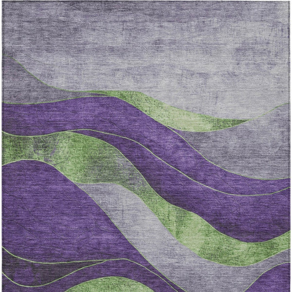 HomeRoots 5' X 8' Purple and Green Abstract Area Rug - Modern, Washable, Durable for Indoor/Outdoor Use! 624834