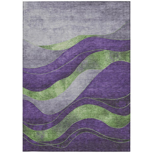 HomeRoots 5' X 8' Purple and Green Abstract Area Rug - Modern, Washable, Durable for Indoor/Outdoor Use! 624834