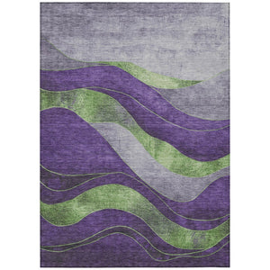 HomeRoots 5' X 8' Purple and Green Abstract Area Rug - Modern, Washable, Durable for Indoor/Outdoor Use! 624834
