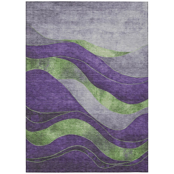 HomeRoots 5' X 8' Purple and Green Abstract Area Rug - Modern, Washable, Durable for Indoor/Outdoor Use! 624834