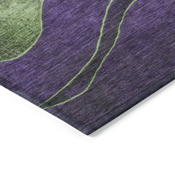 HomeRoots 5' X 8' Purple and Green Abstract Area Rug - Modern, Washable, Durable for Indoor/Outdoor Use! 624834