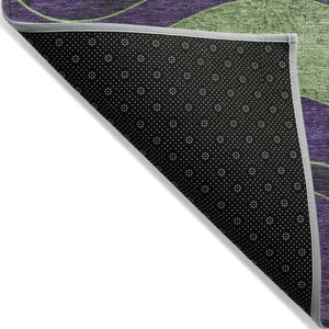 HomeRoots 8' Vibrant Purple and Green Round Abstract Rug – Washable, Durable, Indoor/Outdoor Stylish Decor! 624835