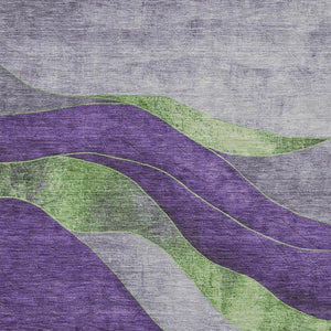HomeRoots 9' X 12' Vibrant Purple and Green Abstract Washable Rug – Indoor/Outdoor Durable Design for High Traffic 624837