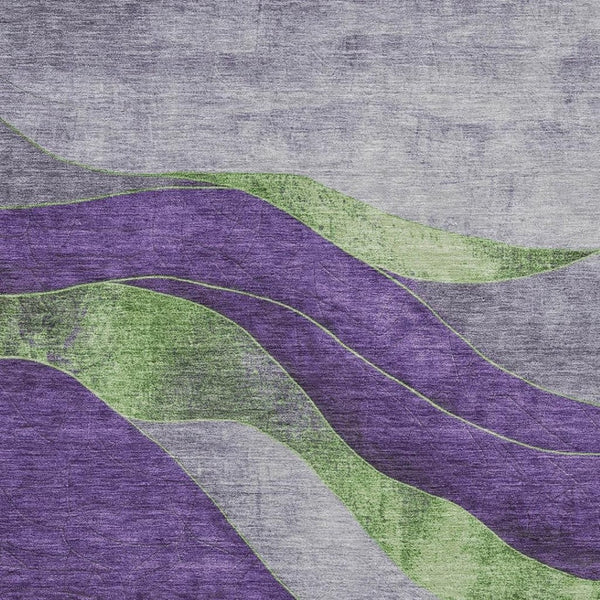 HomeRoots 9' X 12' Vibrant Purple and Green Abstract Washable Rug – Indoor/Outdoor Durable Design for High Traffic 624837