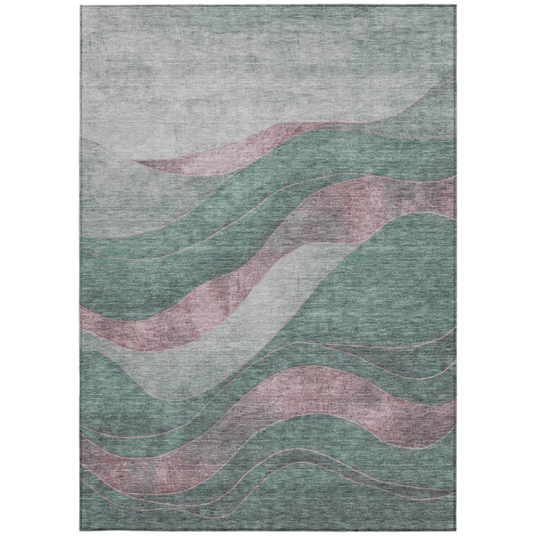 HomeRoots 5' X 8' Sage and Blush Abstract Washable Area Rug - Durable for Indoor/Outdoor Use, Easy Care Design! 624840