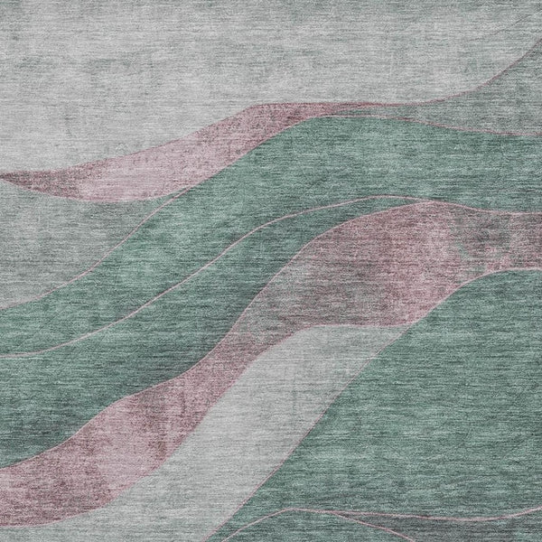 HomeRoots 5' X 8' Sage and Blush Abstract Washable Area Rug - Durable for Indoor/Outdoor Use, Easy Care Design! 624840